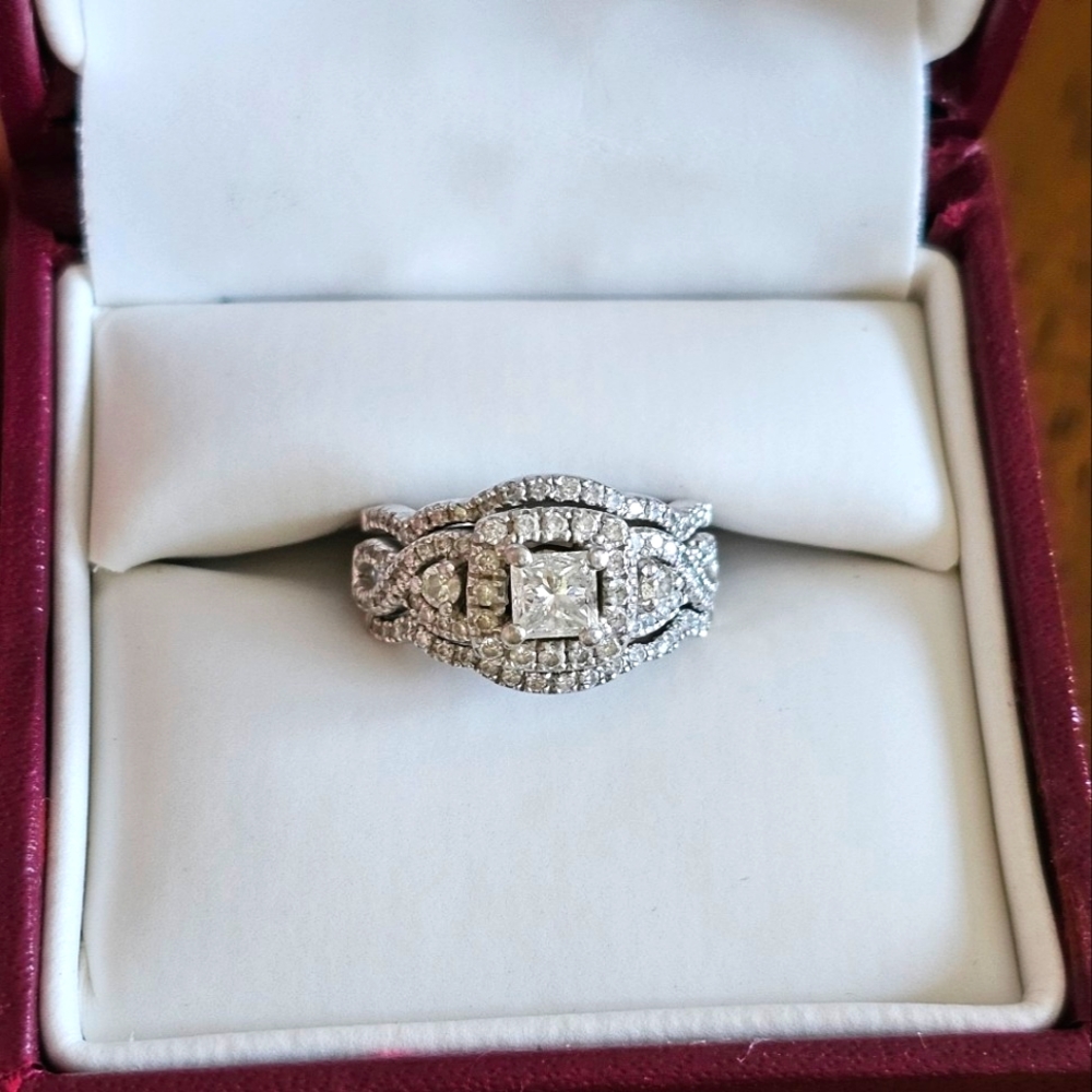 Helzberg Diamonds Platinum Diamond Ring Bridal Set Size 5